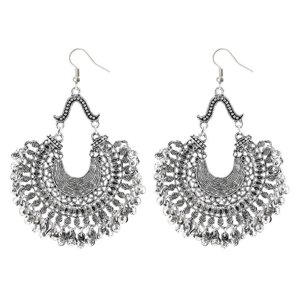 Kriaa Silver Plated Afghani Dangler Earrings - 1311014L