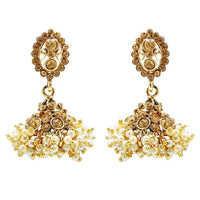Kriaa Austrian Stone Gold Plated Pearl Jhumki Earrings - 1307808A