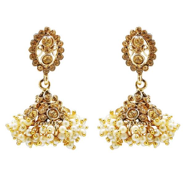 Kriaa Austrian Stone Gold Plated Pearl Jhumki Earrings - 1307808A