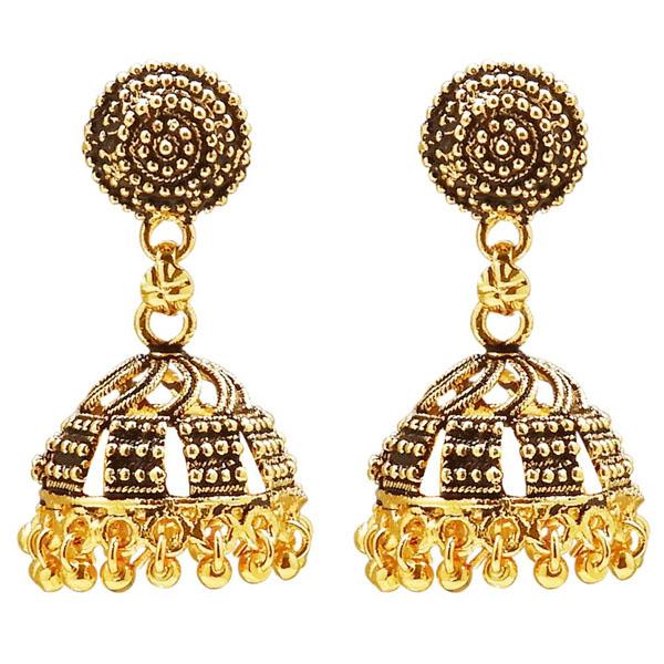 Kriaa Antique Gold Plated Jhumki Earrings - 1308523
