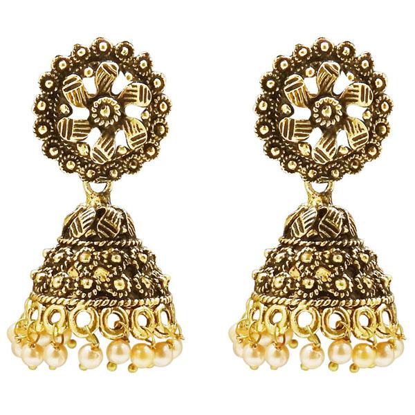 Kriaa Gold Plated Pearl Jhumki Earring - 1311304