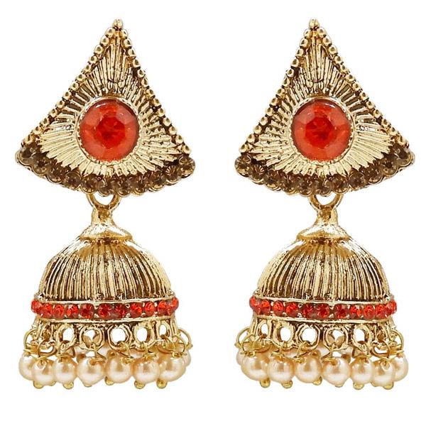 Kriaa Gold Plated Stone And Pearl Jhumki Earring - 1311306C