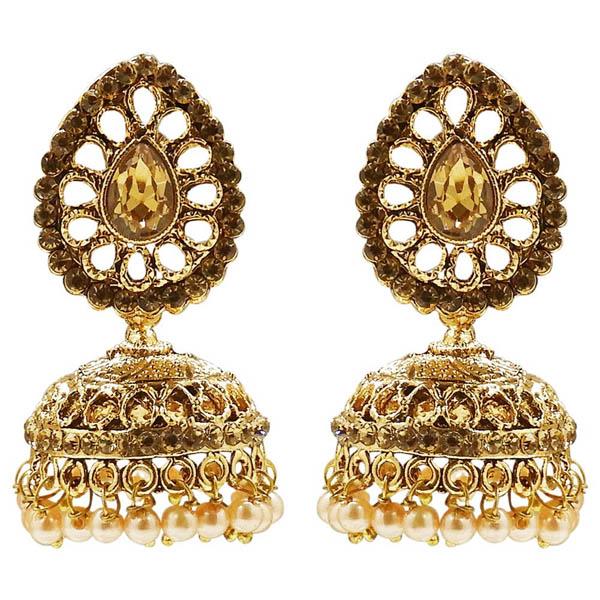 Kriaa Gold Plated Stone And Pearl Jhumki Earring - 1311309B