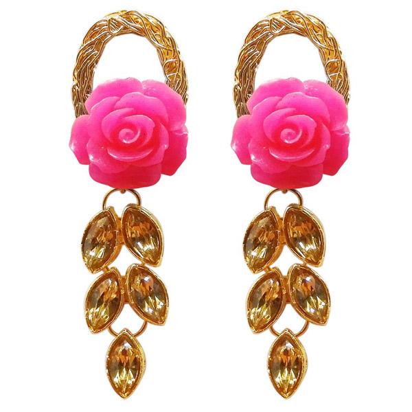 Kriaa Gold Plated Resin Stone Floral Dangler Earring - 1311402A