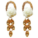 Kriaa Gold Plated Resin Stone Floral Dangler Earring - 1311402C