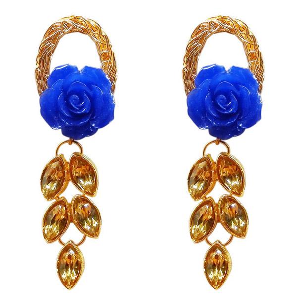 Kriaa Gold Plated Resin Stone Floral Dangler Earring - 1311402D