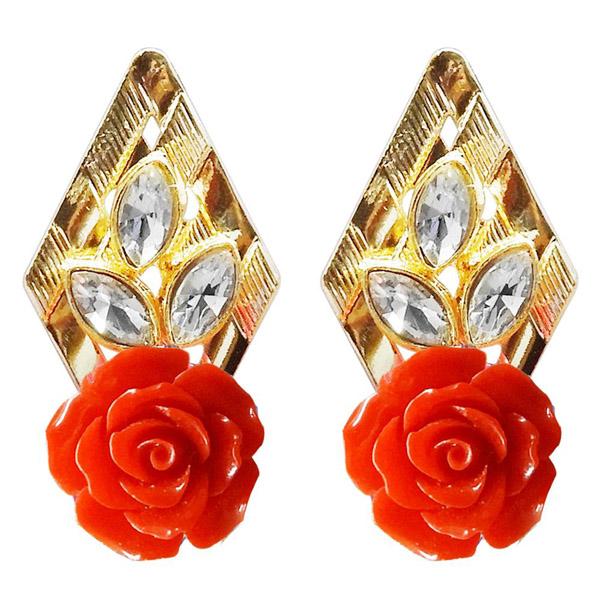 Kriaa Gold Plated Resin Stone Floral Dangler Earring - 1311403E