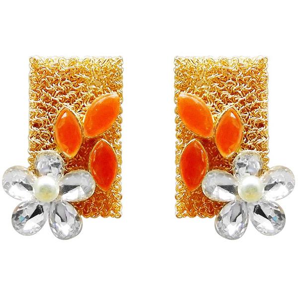 Kriaa Resin Stone Gold Plated Floral Dangler Earring - 1311405A