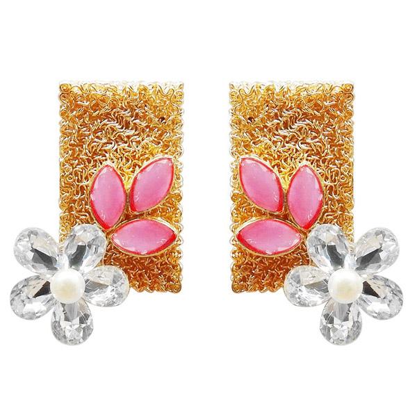 Kriaa Resin Stone Gold Plated Floral Dangler Earring - 1311405B