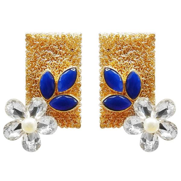 Kriaa Resin Stone Gold Plated Floral Dangler Earring - 1311405D