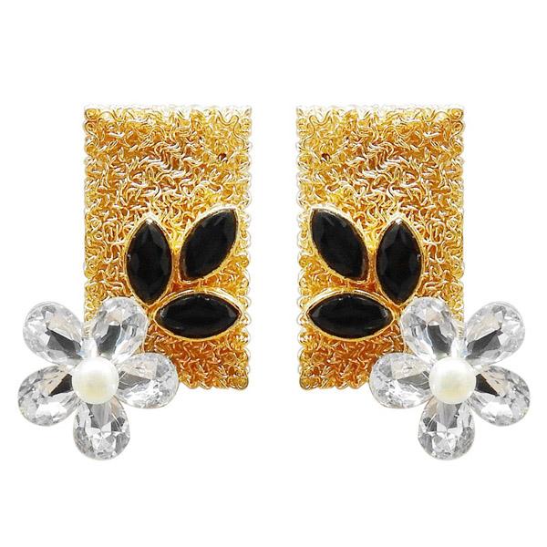 Kriaa Gold Plated Resin Stone Floral Dangler Earrings - 1311405E