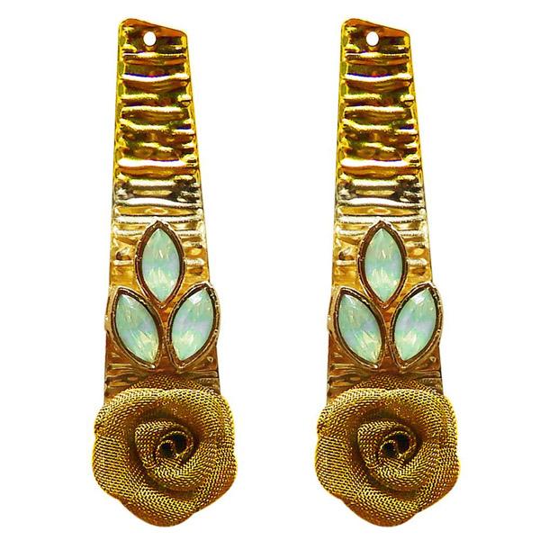 Kriaa Resin Stone Gold Plated Floral Dangler Earrings - 1311407D