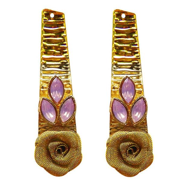 Kriaa Gold Plated Resin Stone Floral Dangler Earrings - 1311407E