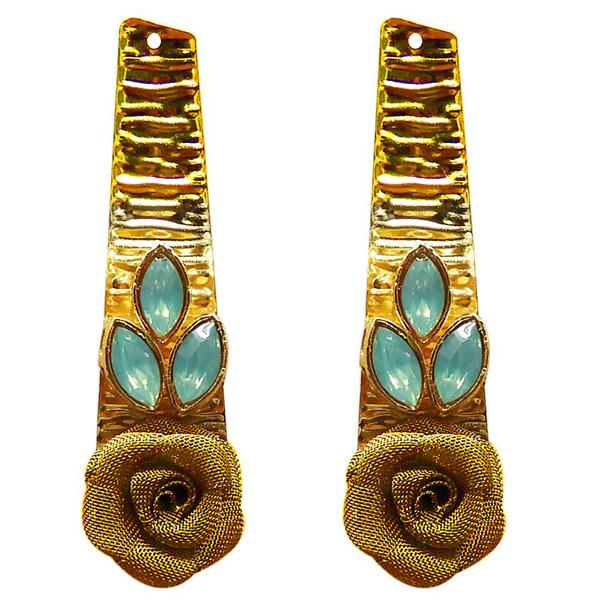 Kriaa Resin Stone Gold Plated Floral Dangler Earrings - 1311407F