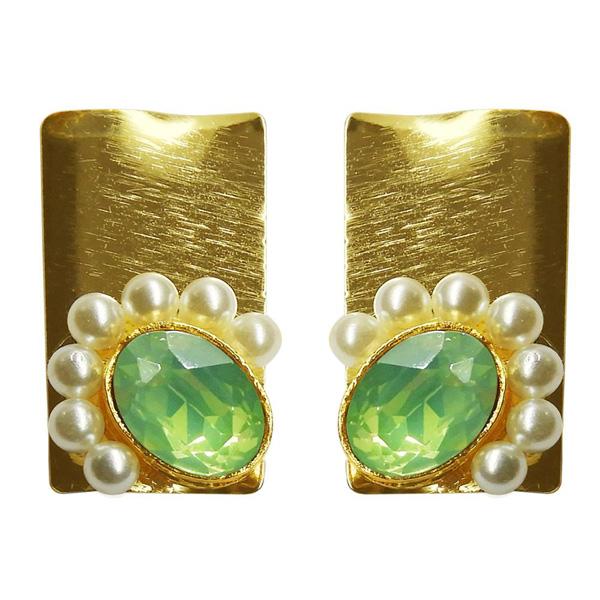 Kriaa Resin Stone Pearl Gold Plated Studs Earring - 1311408B