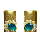 Kriaa Gold Plated Resin Stone Pearl Dangler Earrings - 1311408E