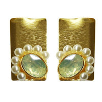 Kriaa Resin Stone Pearl Gold Plated Dangler Earrings - 1311408F