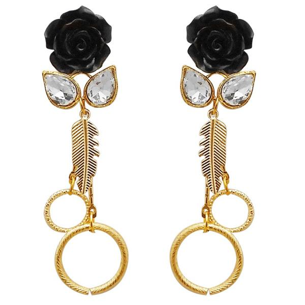 Kriaa Gold Plated Resin Stone Floral Dangler Earrings - 1311409C