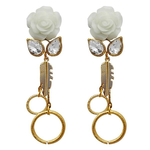 Kriaa Gold Plated Resin Stone Floral Dangler Earrings - 1311409E