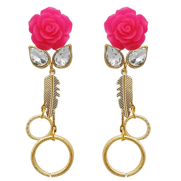 Kriaa Resin Stone Gold Plated Floral Dangler Earring - 1311409F