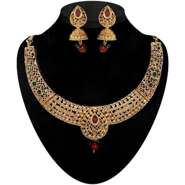 Kriaa Pota Stone Gold Plated Necklace Set - 1109801