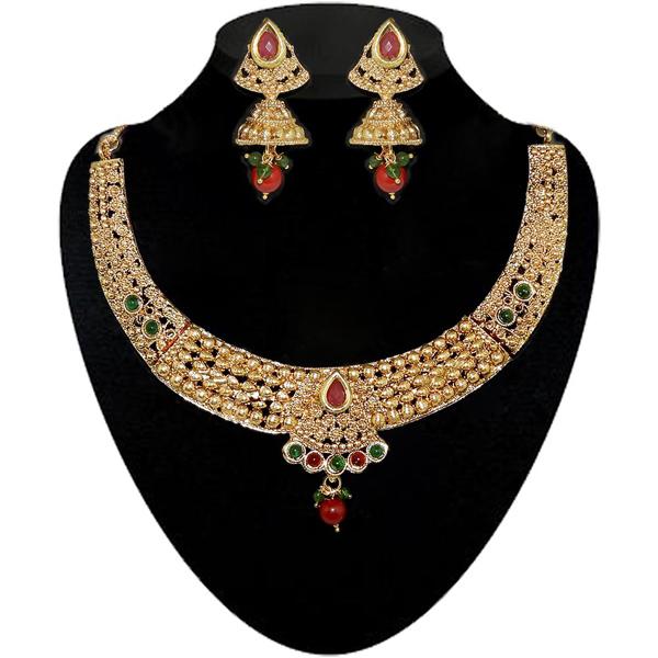 Kriaa Pota Stone Gold Plated Necklace Set - 1109803