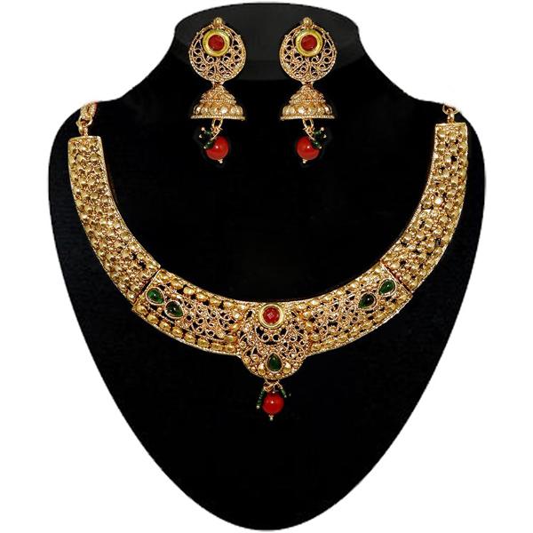 Kriaa Gold Plated Pota Stone Necklace Set - 1109805