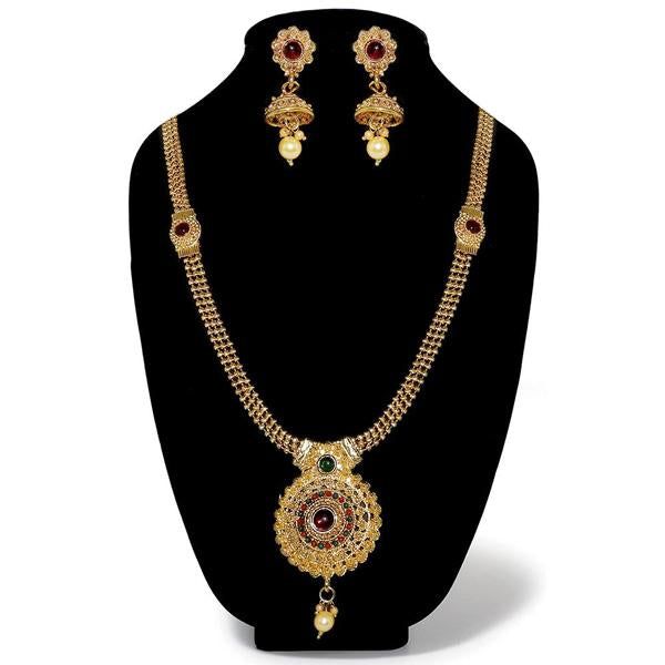 Kriaa Gold Plated Pota Stone Necklace Set - 1109807