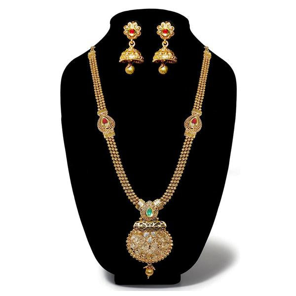 Kriaa Gold Plated Pota Stone Necklace Set - 1109820