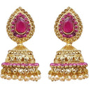 Kriaa Gold Plated Pink Austrian Stone Jhumki Earrings - 1311308D