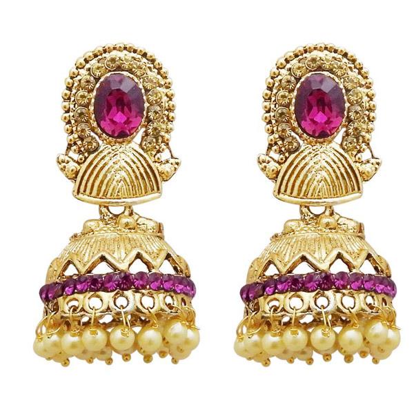 Kriaa Gold Plated Purple Austrian Stone Jhumki Earrings - 1311311D