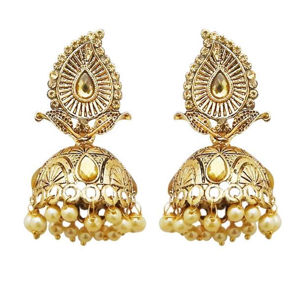 Kriaa Gold Plated Brown Austrian Stone Jhumki Earrings - 1311313B