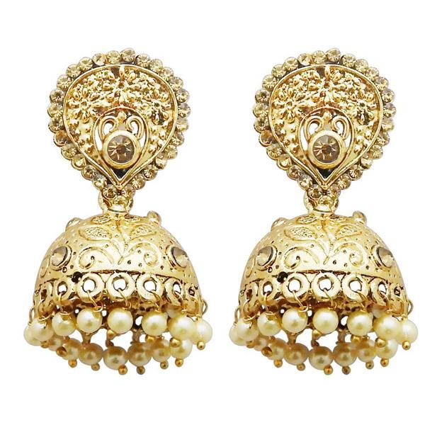 Kriaa Gold Plated Brown Austrian Stone Jhumki Earrings - 1311314B