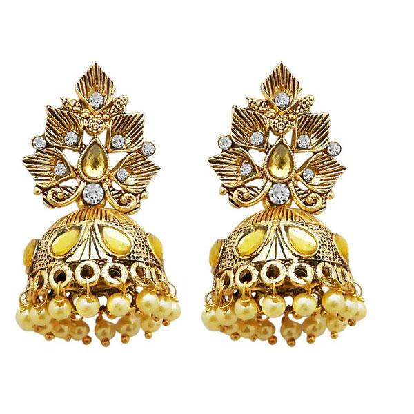 Kriaa Gold Plated White Austrian Stone Jhumki Earrings - 1311315A