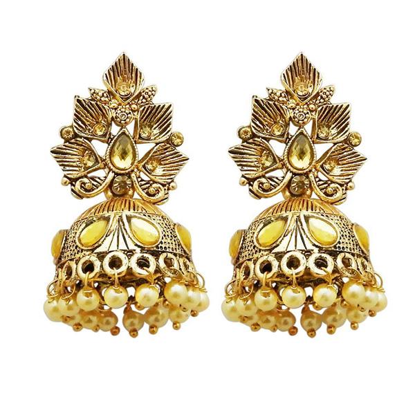 Kriaa Gold Plated Brown Austrian Stone Jhumki Earrings - 1311315B