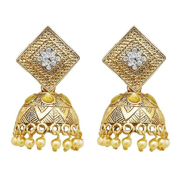 Kriaa Gold Plated White Austrian Stone Jhumki Earrings - 1311317A