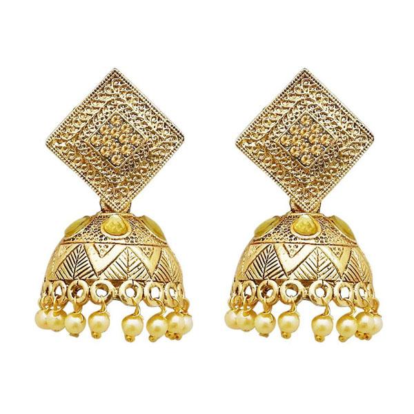 Kriaa Gold Plated Brown Austrian Stone Jhumki Earrings - 1311317B