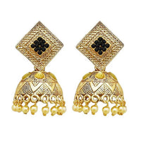 Kriaa Gold Plated Black Austrian Stone Jhumki Earrings - 1311317E