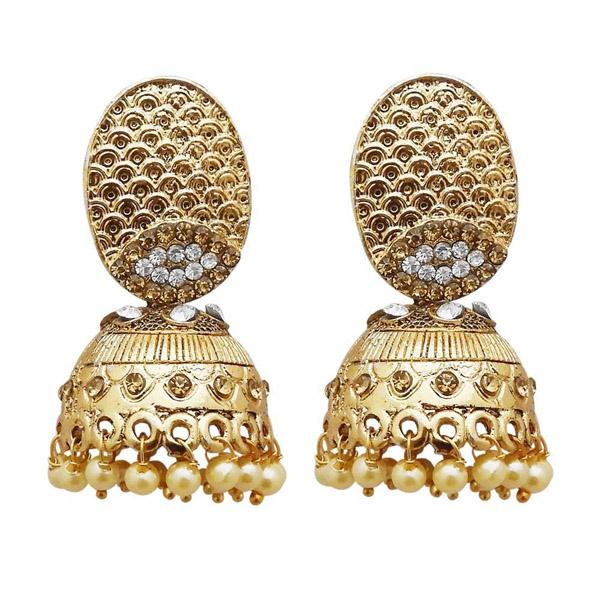Kriaa Gold Plated White Austrian Stone Jhumki Earrings - 1311318A