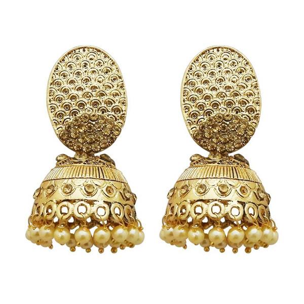 Kriaa Gold Plated Brown Austrian Stone Jhumki Earrings - 1311318B