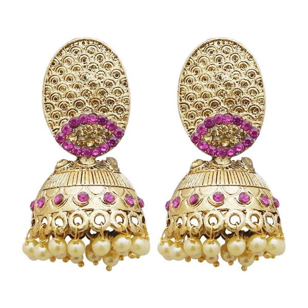 Kriaa Gold Plated Purple Austrian Stone Jhumki Earrings - 1311318D