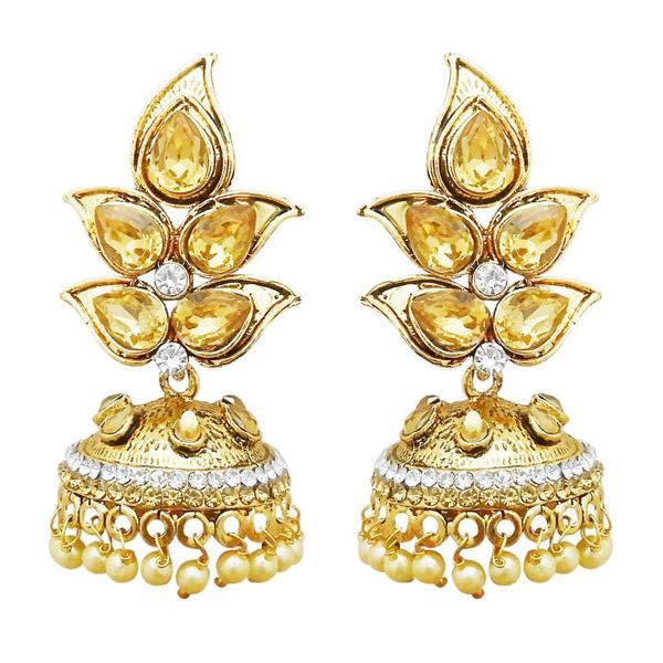 Kriaa Gold Plated White Austrian Stone Jhumki Earrings - 1311320A