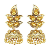 Kriaa Gold Plated Brown Austrian Stone Jhumki Earrings - 1311320B