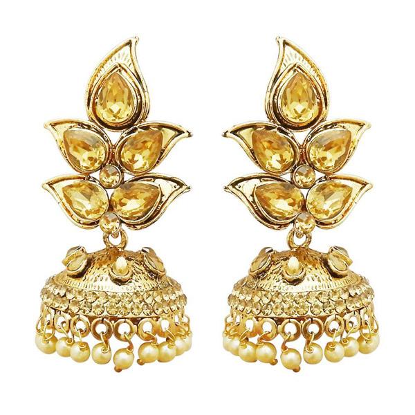 Kriaa Gold Plated Brown Austrian Stone Jhumki Earrings - 1311320B