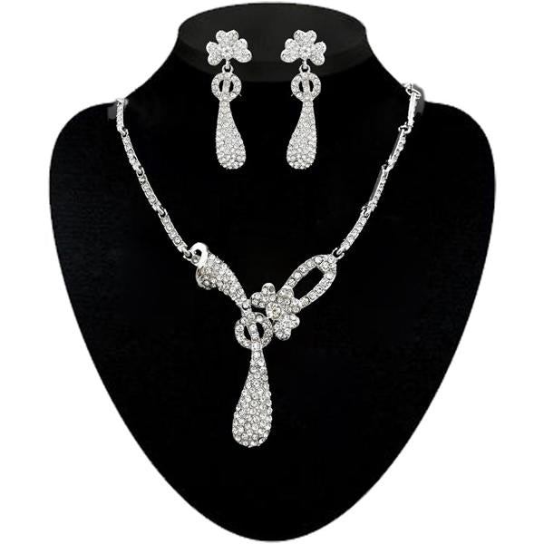 Kriaa Silver Plated Austrian Stone Necklace Set - 2105504