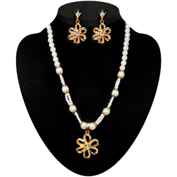 Kriaa Stone & Pearl Gold Plated Necklace Set