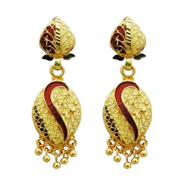 Kriaa Maroon Meenakari Gold Plated Dangler Earring - 1311701