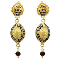 Kriaa Gold Plated Maroon Meenakari Dangler Earring - 1311702