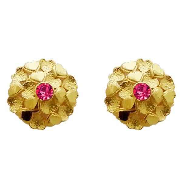 Kriaa Gold Plated Pink Austrian Stone Stud Earring - 1311743