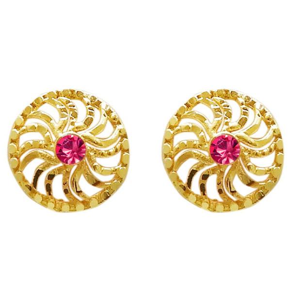 Kriaa Gold Plated Pink Austrian Stone Stud Earring - 1311747